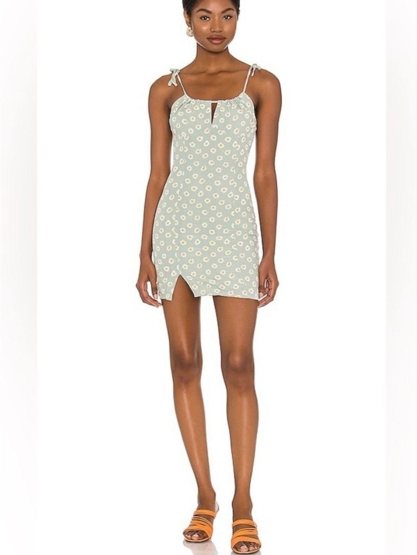 Majorelle Sage Green Floral Mini Dress